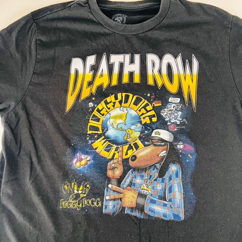 Death Row Records Snoop Doggy Dogg World Graphic T-Shirt Black Mens Large L